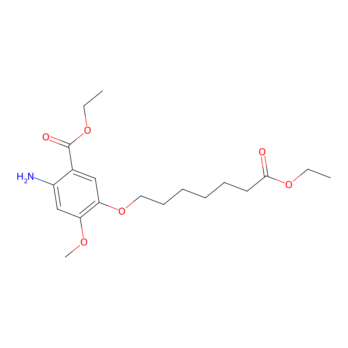 Ethyl 2-amino-5-((7-ethoxy-7-oxoheptyl)oxy)-4-methoxybenzoate molecular structure, CAS 1012067-93-4