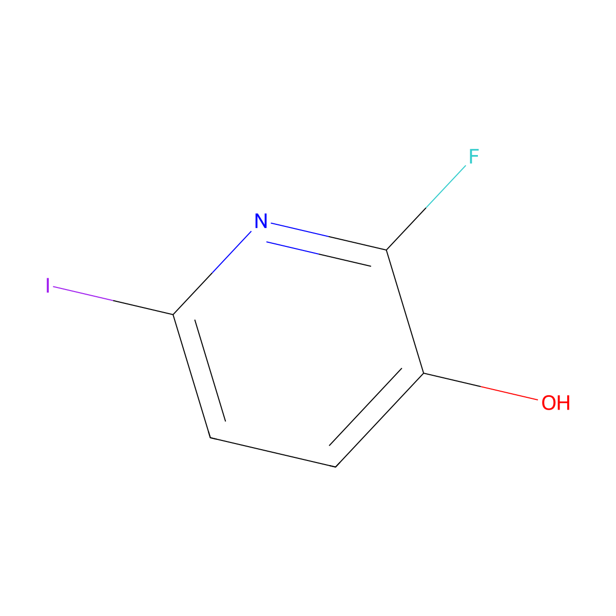 2-Fluoro-6-iodo-3-pyridinol molecular structure, CAS 1012084-54-6
