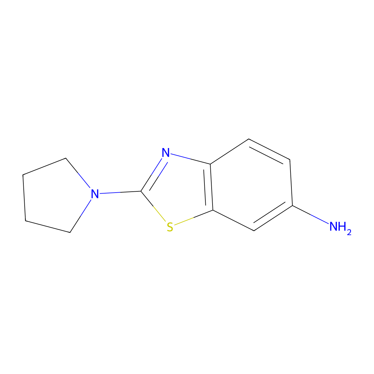 2-Pyrrolidin-1-yl-1,3-benzothiazol-6-amine molecular structure, CAS 101213-32-5