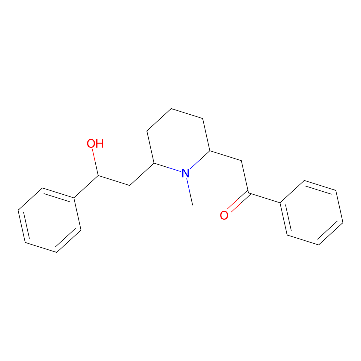 2-(6-(2-Hydroxy-2-phenylethyl)-1-methylpiperidin-2-yl)-1-phenylethan-1-one molecular structure, CAS 10122-32-4