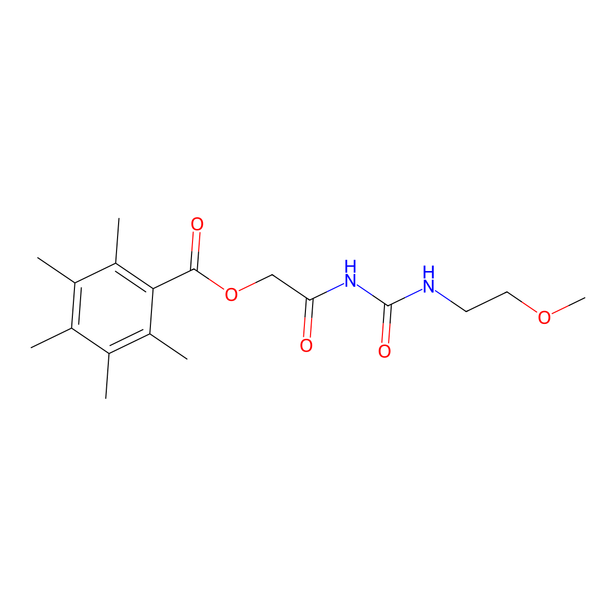2-{[(2-Methoxyethyl)carbamoyl]amino}-2-oxoethyl 2,3,4,5,6-pentamethylbenzoate molecular structure, CAS 1012212-34-8