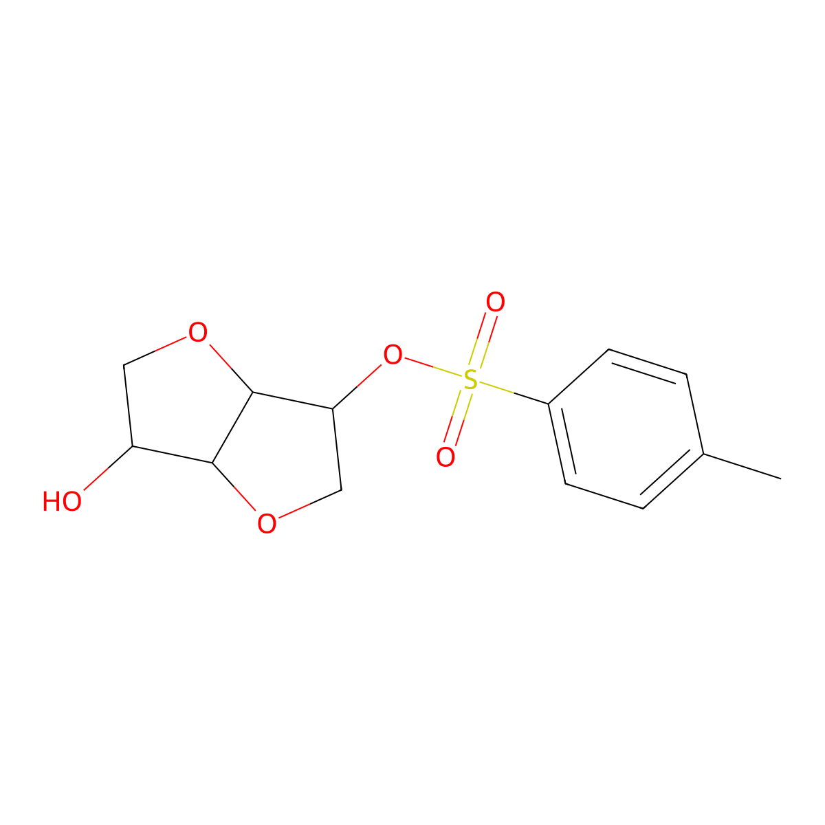 (3R,3aS,6S,6aR)-6-hydroxyhexahydrofuro[3,2-b]furan-3-yl 4-methylbenzenesulfonate molecular structure, CAS 101222-62-2