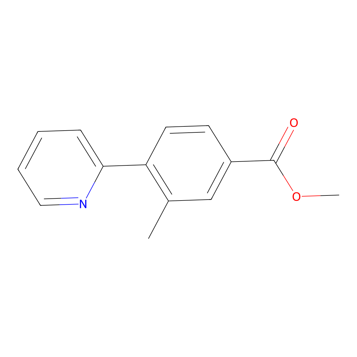 3-Methyl-4-(2-pyridinyl)benzoic acid methyl ester molecular structure, CAS 1012310-85-8