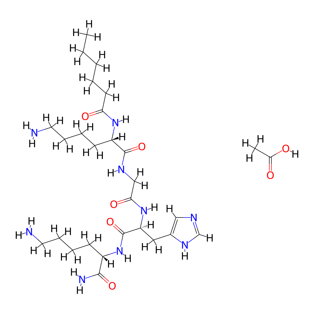 Caprooyl Tetrapeptide-3 acetate molecular structure, CAS 1012317-71-3