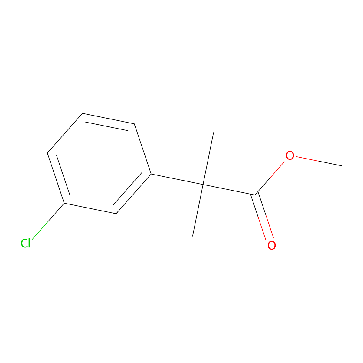 Methyl 2-(3-chlorophenyl)-2-methylpropanoate molecular structure, CAS 101233-58-3