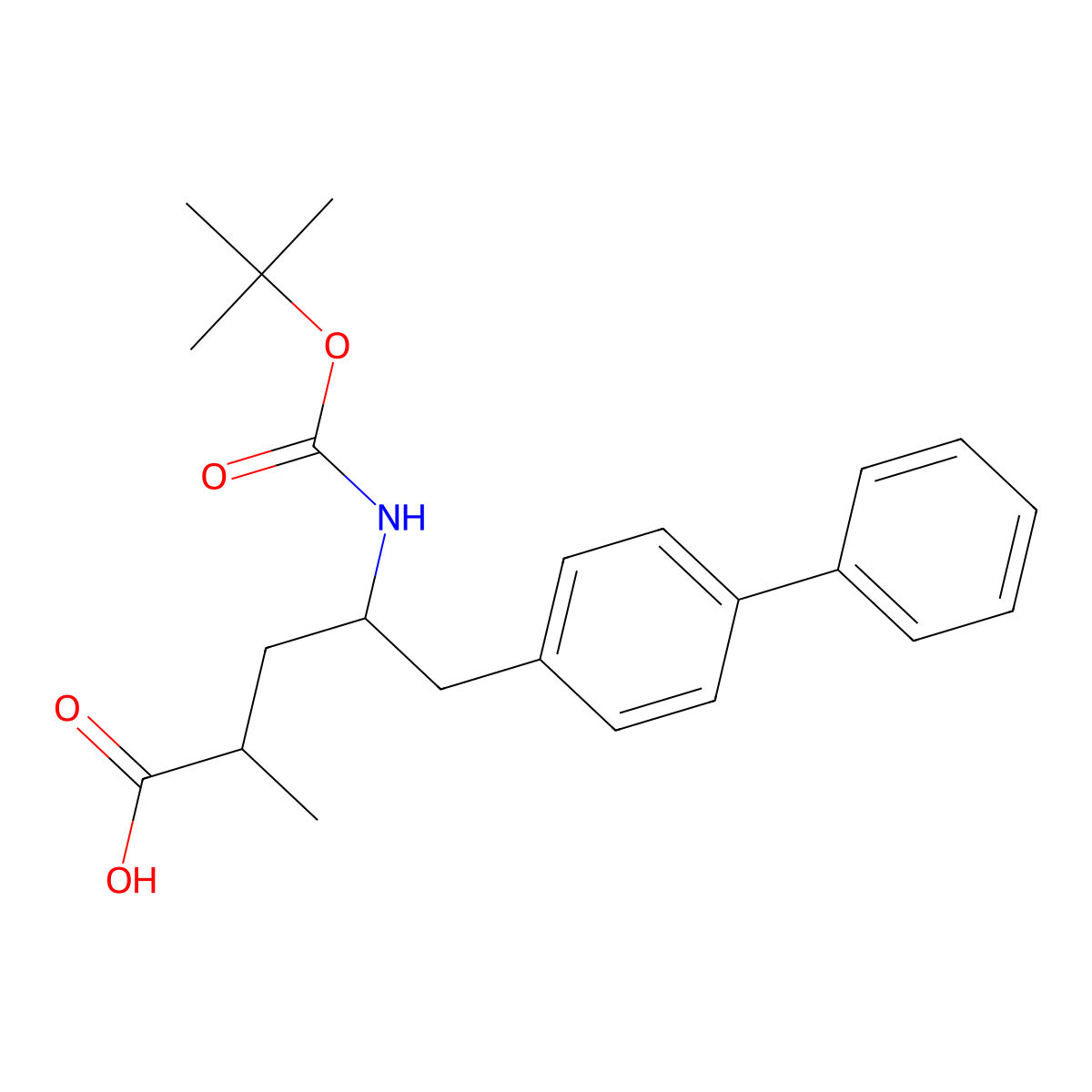 5-((1,1'-Biphenyl)-4-yl)-4-((tert-butoxycarbonyl)amino)-2-methylpentanoic acid, (2S,4R)- molecular structure, CAS 1012341-54-6