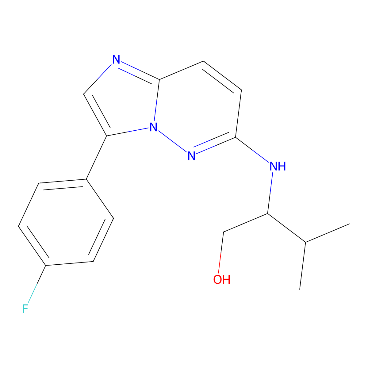2-{[3-(4-Fluorophenyl)imidazo[1,2-b]pyridazin-6-yl]amino}-3-methylbutan-1-ol molecular structure, CAS 1012343-82-6