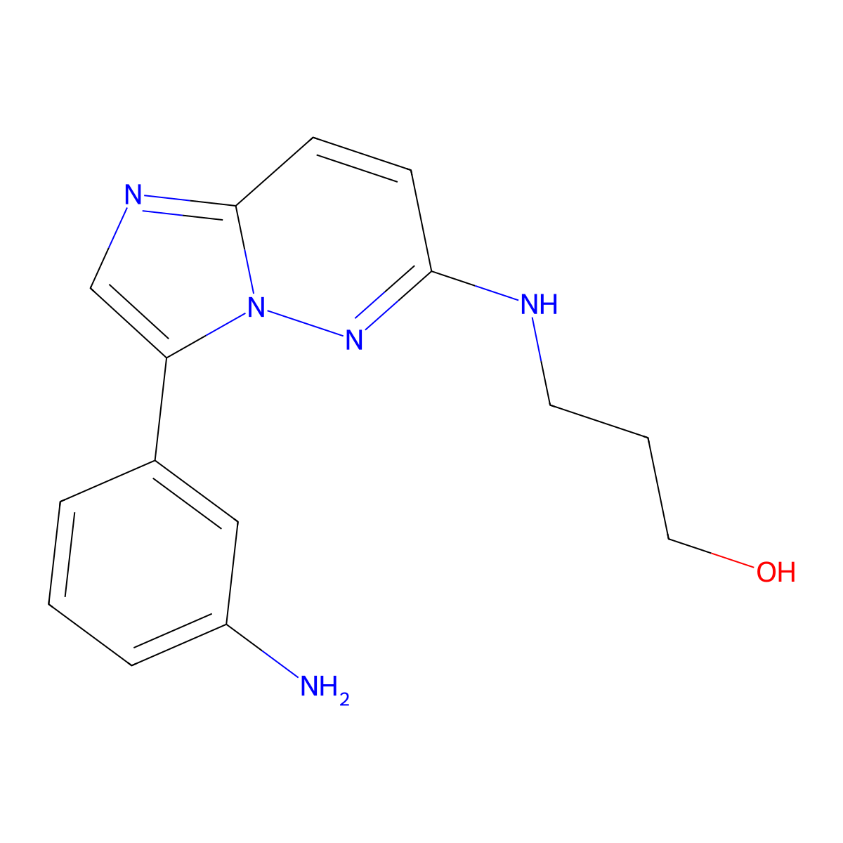 3-(3-(3-Aminophenyl)imidazo[1,2-b]pyridazin-6-ylamino)propan-1-ol molecular structure, CAS 1012344-07-8