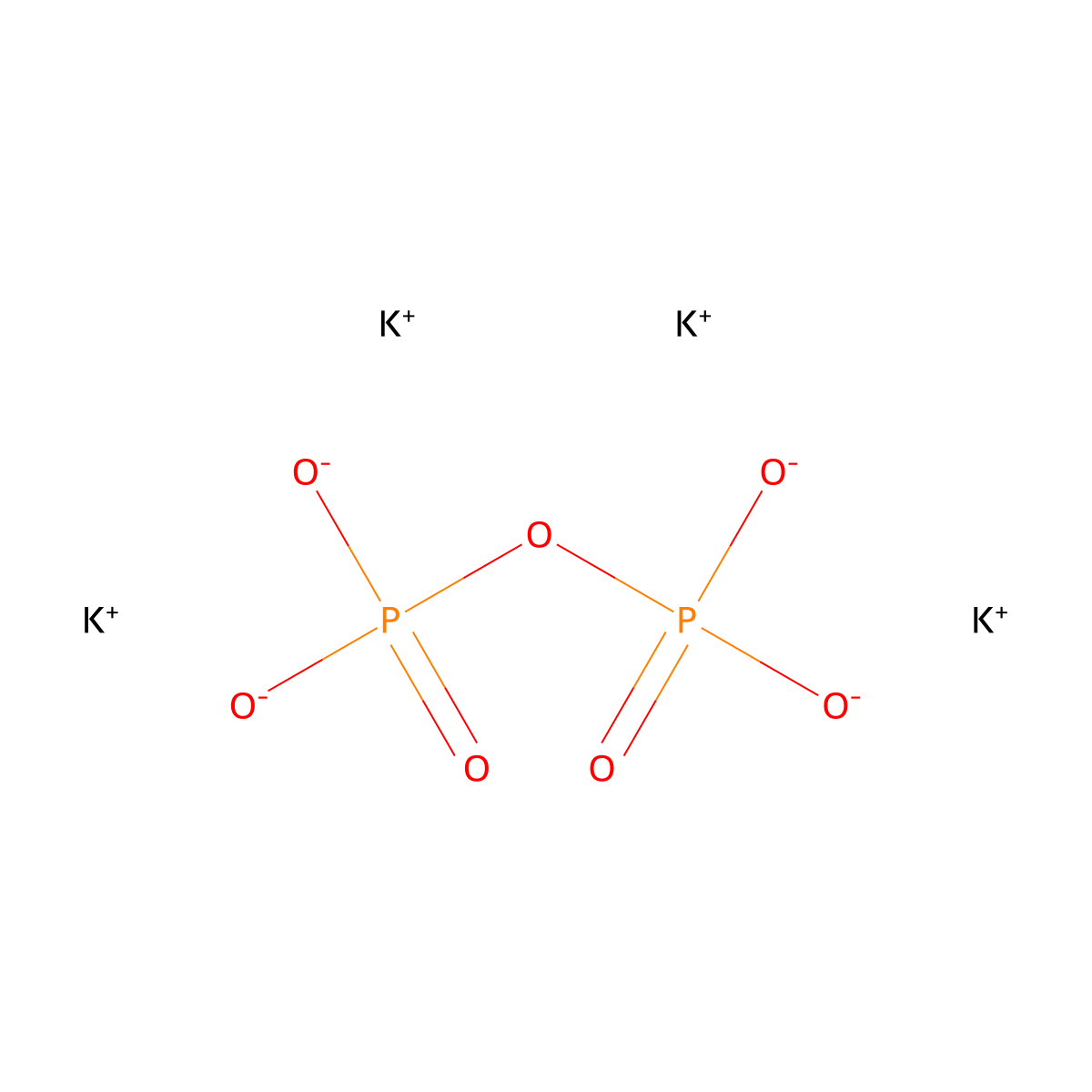 Potassium pyrophosphate molecular structure, CAS 10124-52-4