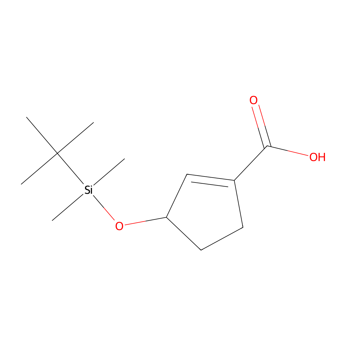 3-((Tert-butyldimethylsilyl)oxy)cyclopent-1-ene-1-carboxylic acid molecular structure, CAS 101244-99-9