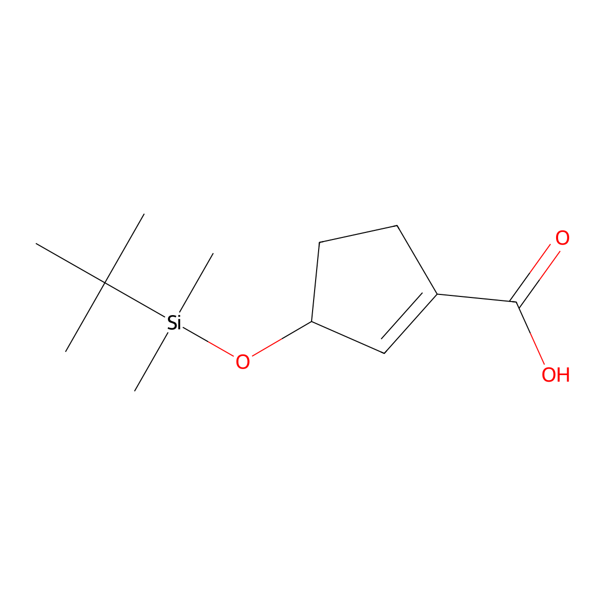 3-((Tert-butyldimethylsilyl)oxy)cyclopent-1-ene-1-carboxylic acid molecular structure, CAS 101244-99-9
