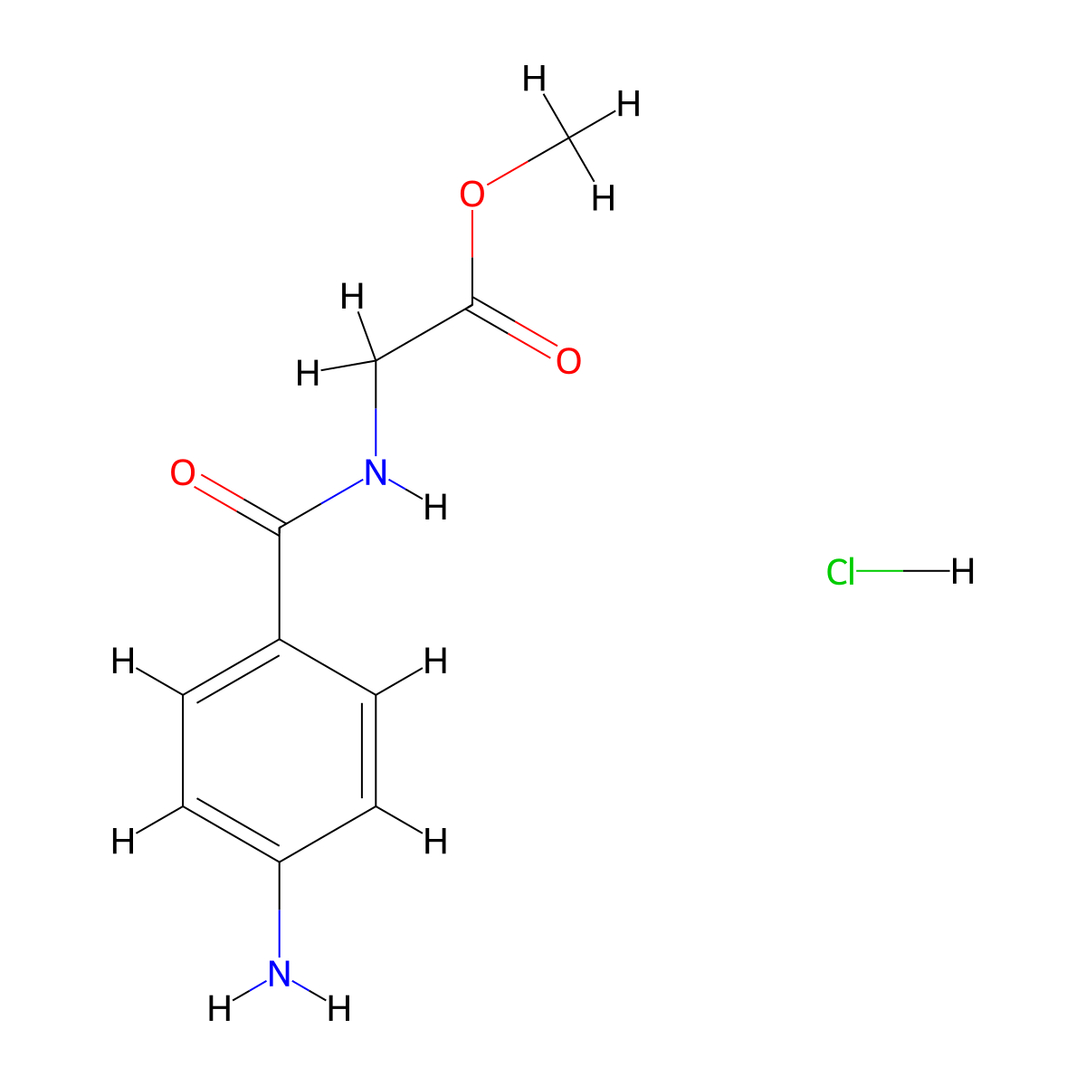 Methyl 2-[(4-aminophenyl)formamido]acetate hydrochloride molecular structure, CAS 101248-38-8