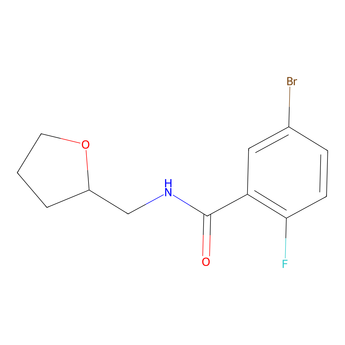 5-Bromo-2-fluoro-N-((tetrahydrofuran-2-yl)methyl)benzamide molecular structure, CAS 1012484-29-5