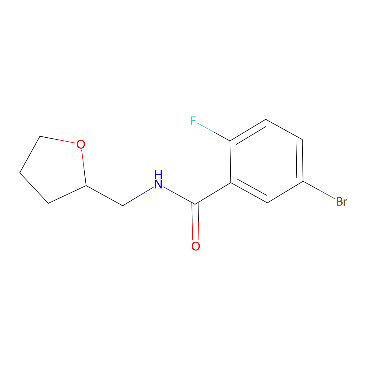 5-Bromo-2-fluoro-N-((tetrahydrofuran-2-yl)methyl)benzamide molecular structure, CAS 1012484-29-5