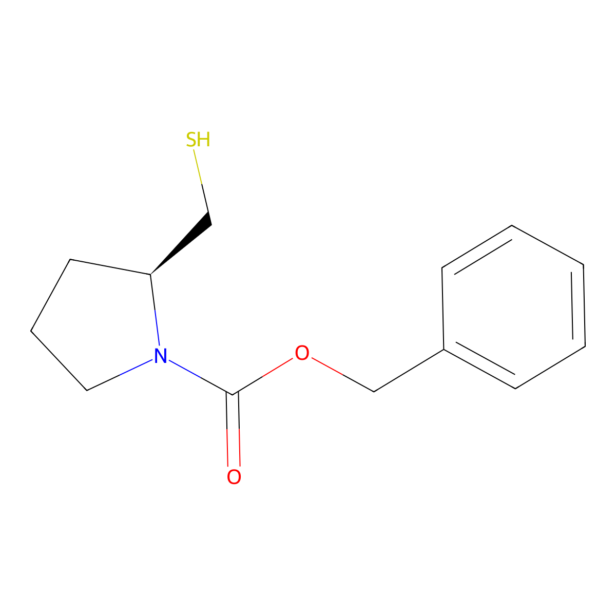 (S)-2-Mercaptomethyl-pyrrolidine-1-carboxylic acid benzyl ester molecular structure, CAS 101250-73-1