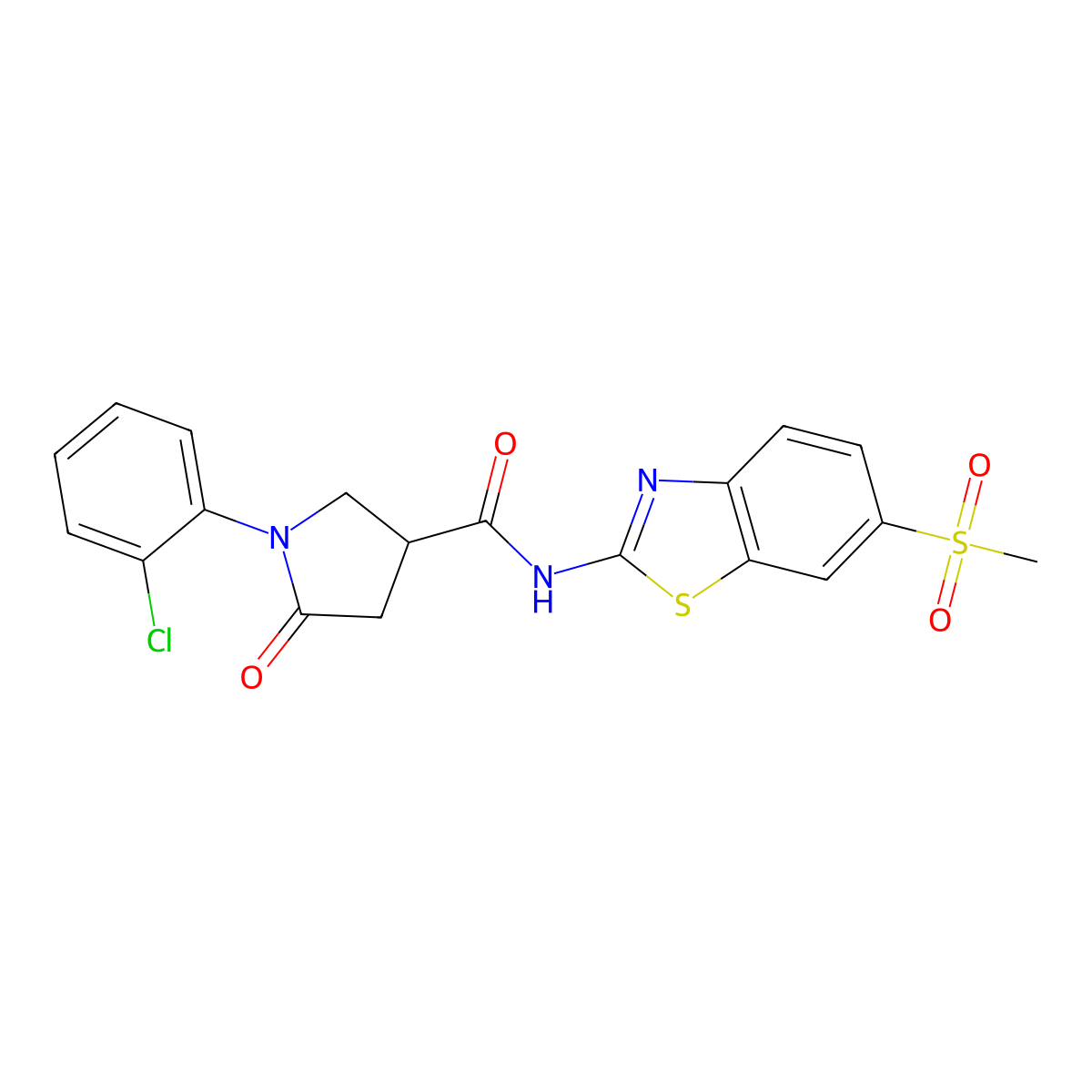 1-(2-chlorophenyl)-N-[(2Z)-6-(methylsulfonyl)-1,3-benzothiazol-2(3H)-ylidene]-5-oxopyrrolidine-3-carboxamide molecular structure, CAS 1012527-44-4