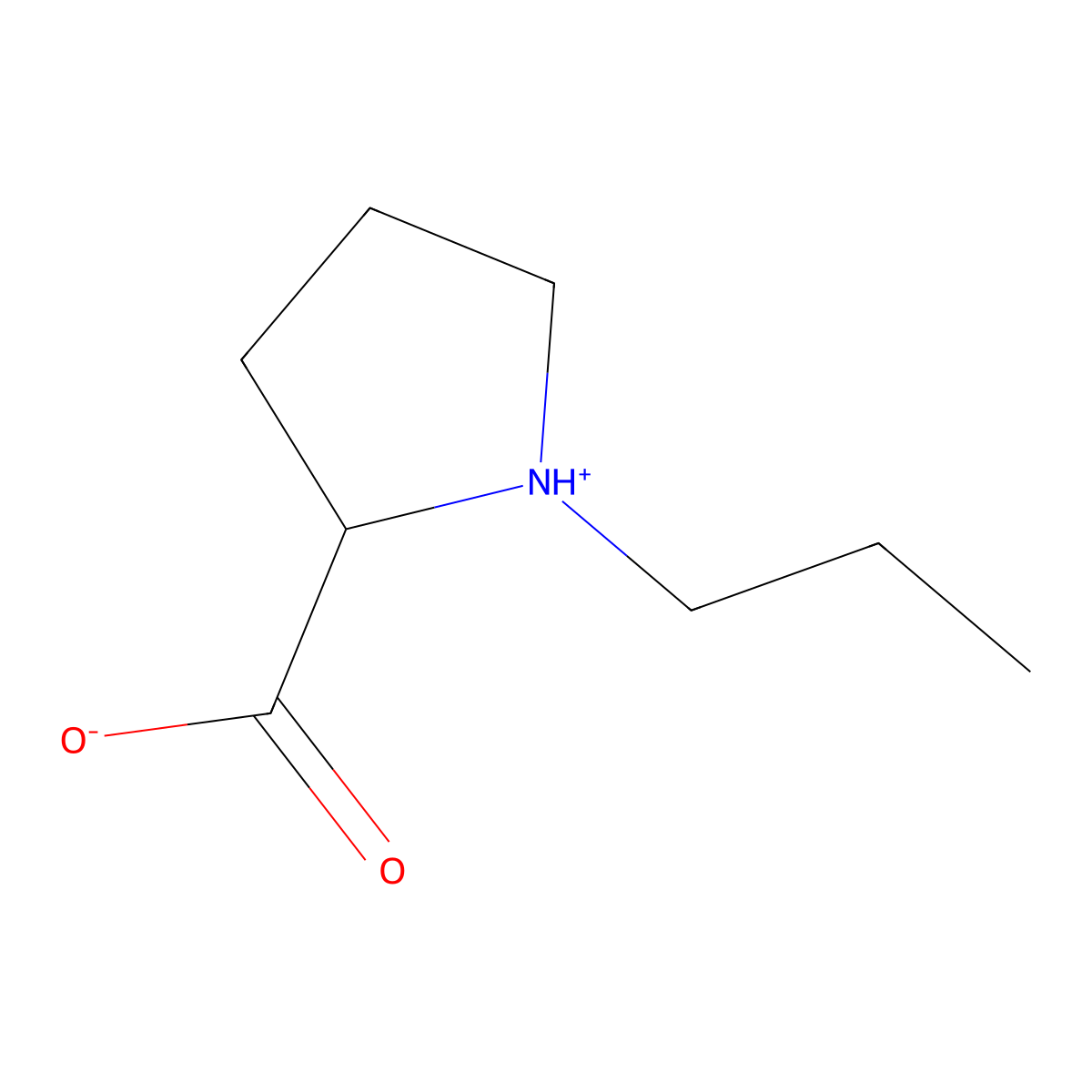 (2S)-1-propylpyrrolidin-1-ium-2-carboxylate molecular structure, CAS 101253-30-9