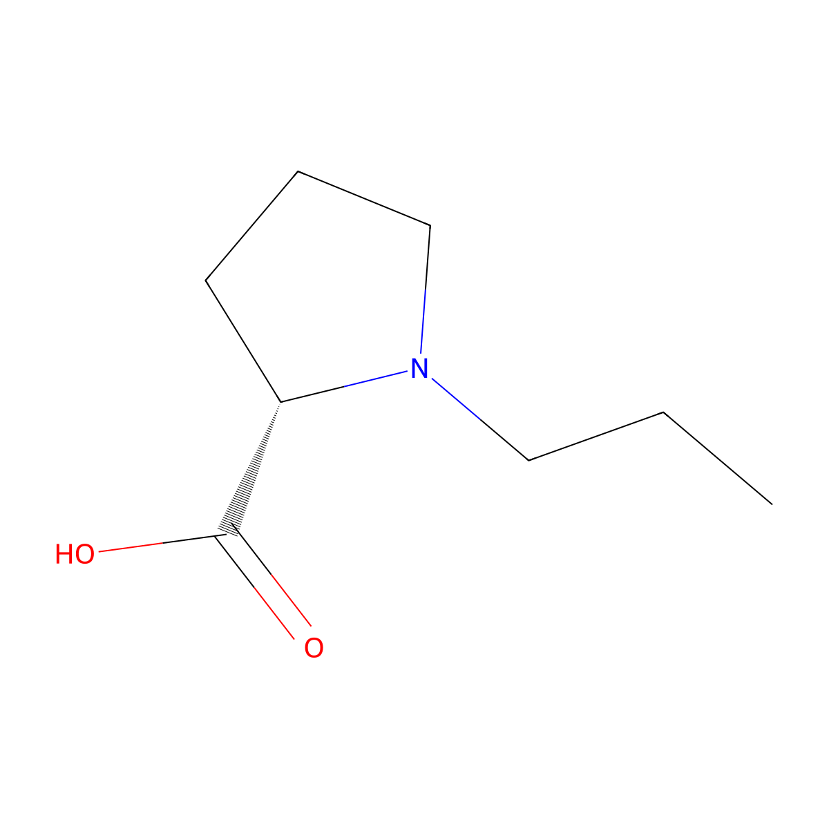 (2S)-1-propylpyrrolidin-1-ium-2-carboxylate molecular structure, CAS 101253-30-9