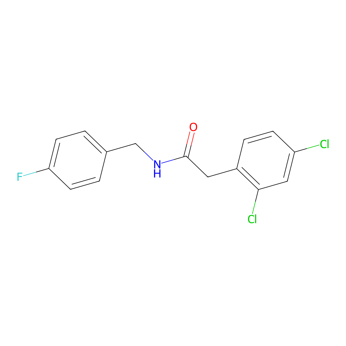 2,4-Dichloro-N-[(4-fluorophenyl)methyl]benzeneacetamide molecular structure, CAS 1012541-74-0