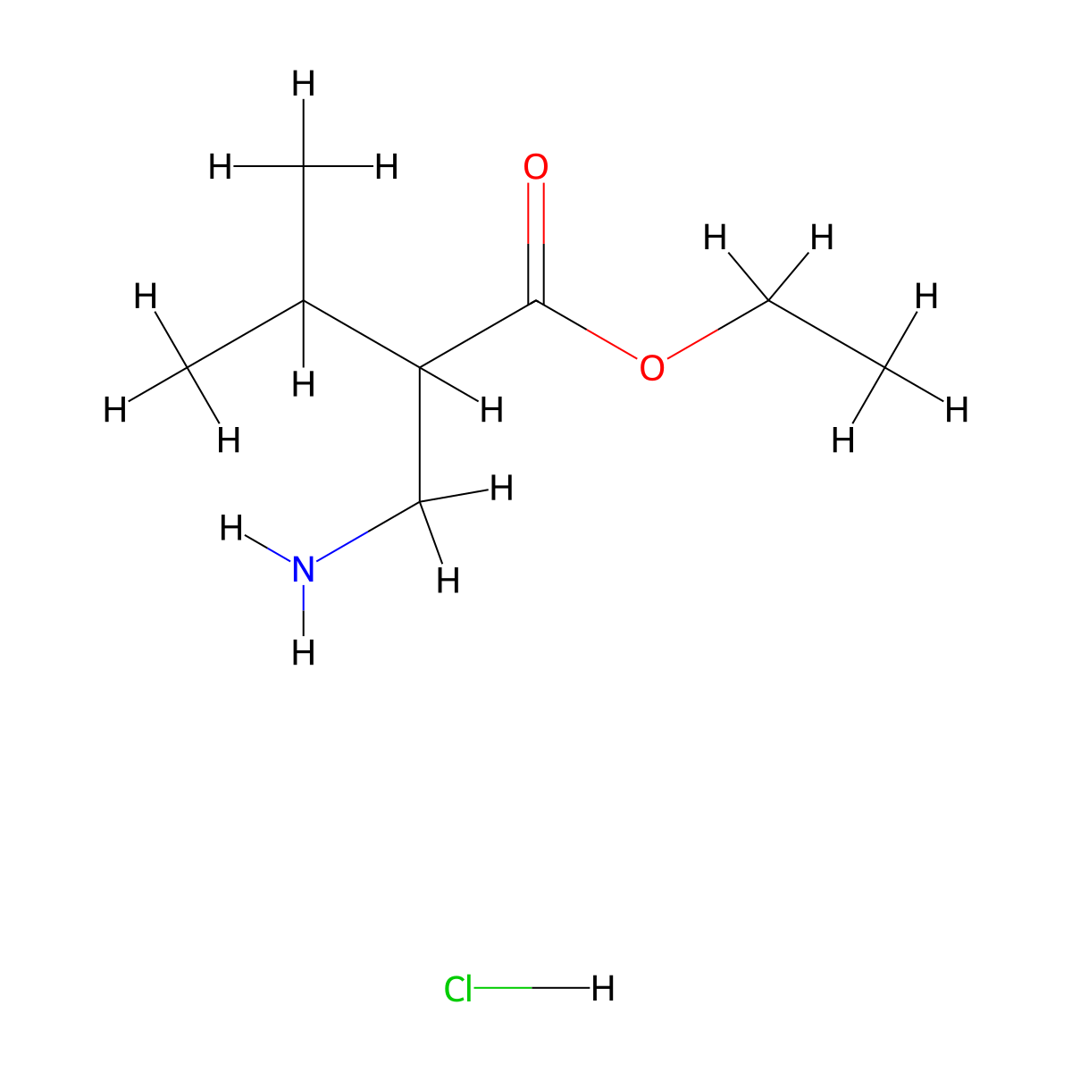 Ethyl 2-(aminomethyl)-3-methylbutanoate hydrochloride molecular structure, CAS 101259-00-1
