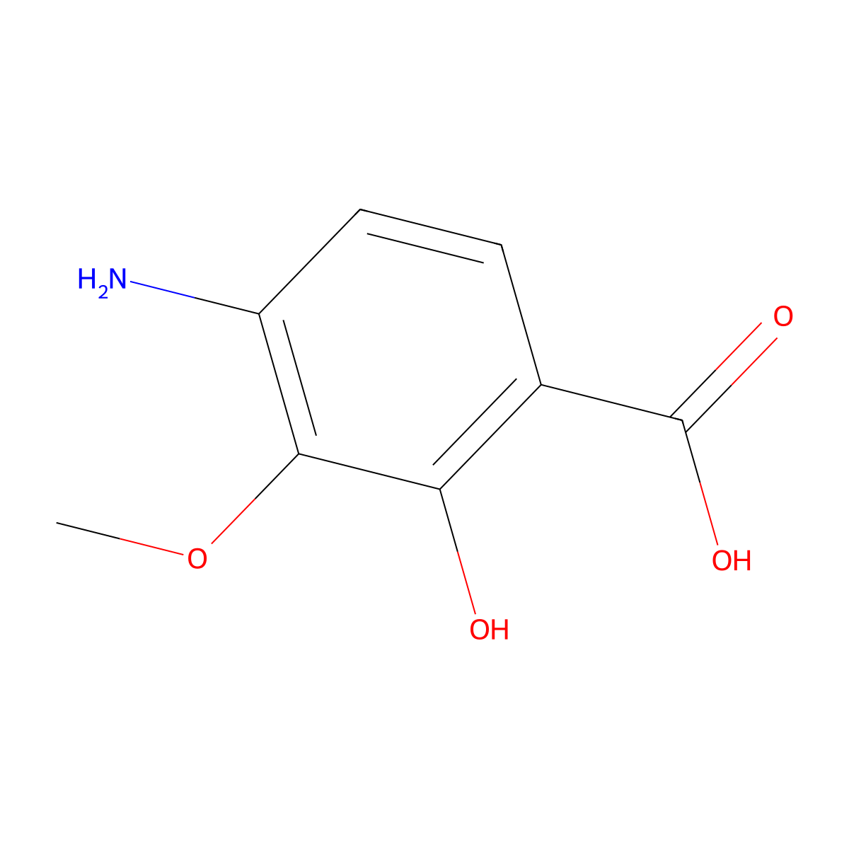 4-Amino-2-hydroxy-3-methoxybenzoic acid molecular structure, CAS 101259-10-3
