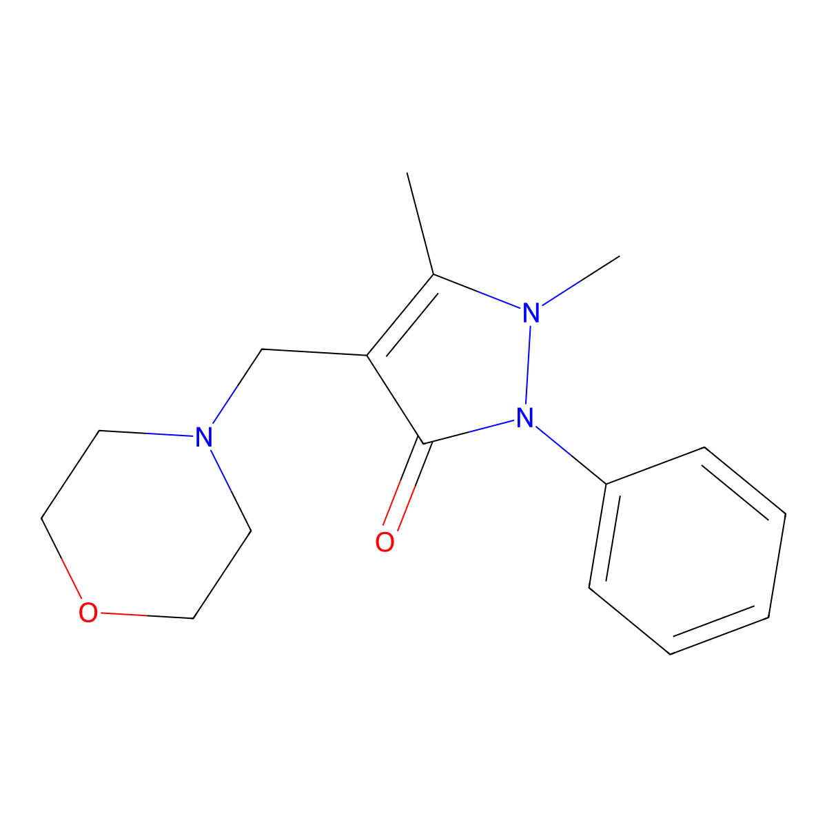 1,5-Dimethyl-4-(morpholin-4-ylmethyl)-2-phenylpyrazol-3-one molecular structure, CAS 101268-93-3