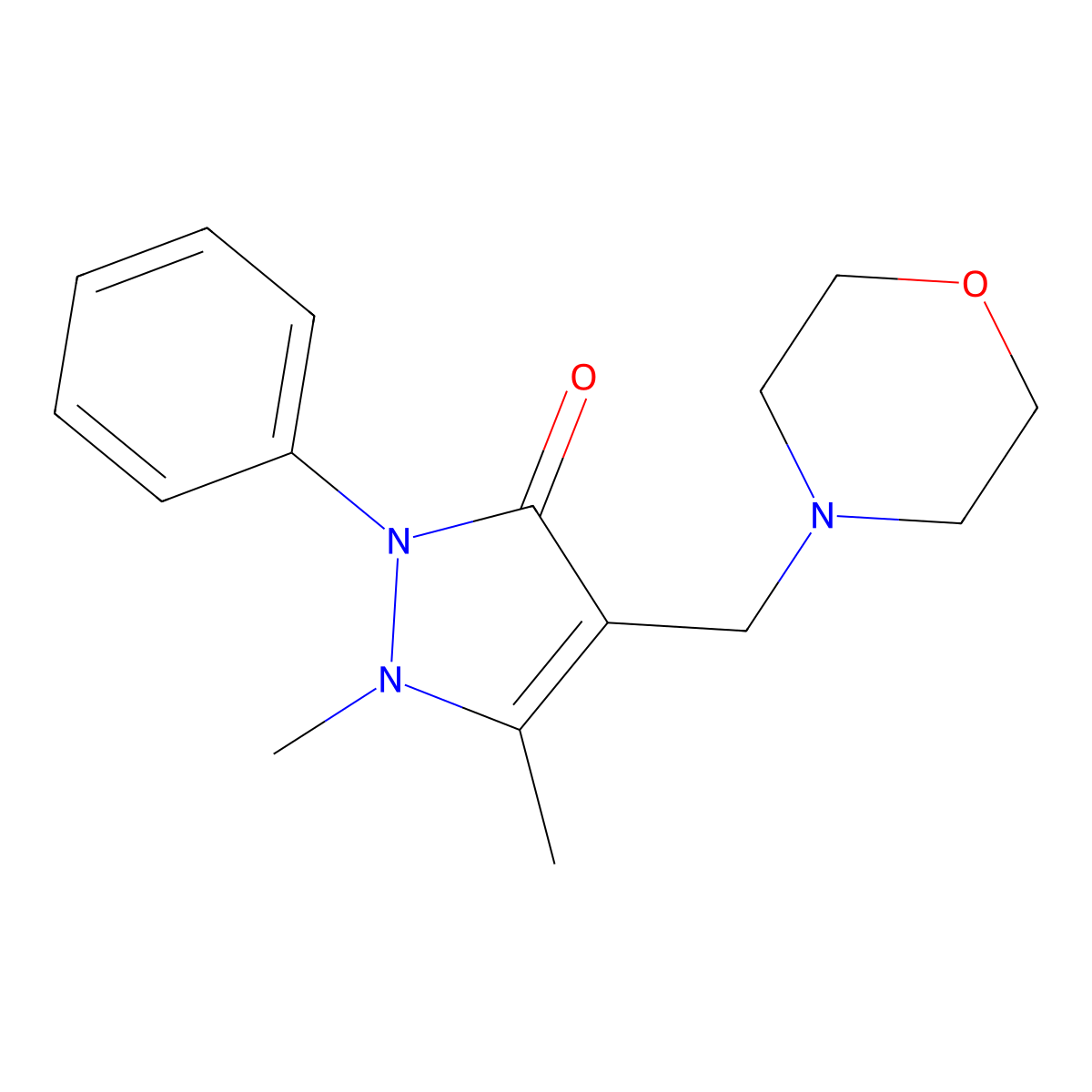 1,5-Dimethyl-4-(morpholin-4-ylmethyl)-2-phenylpyrazol-3-one molecular structure, CAS 101268-93-3