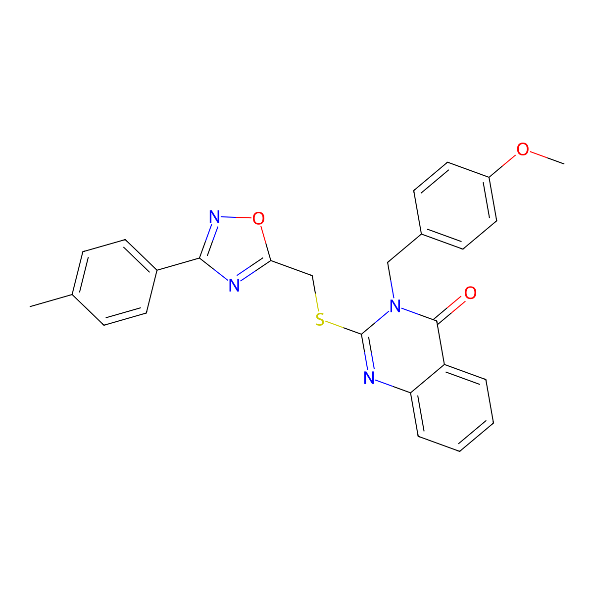 3-[(4-Methoxyphenyl)methyl]-2-({[3-(4-methylphenyl)-1,2,4-oxadiazol-5-yl]methyl}sulfanyl)-3,4-dihydroquinazolin-4-one molecular structure, CAS 1012730-24-3