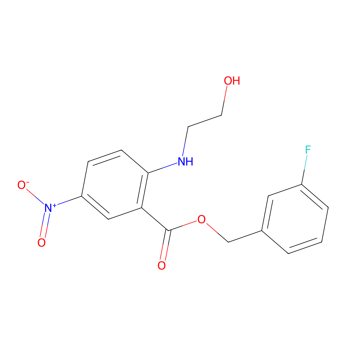 (3-Fluorophenyl)methyl2-[(2-hydroxyethyl)amino]-5-nitrobenzoate molecular structure, CAS 1012737-22-2