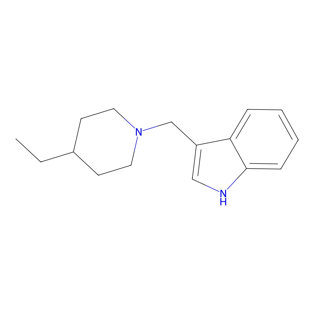 Indole, 3-((4-ethylpiperidino)methyl)- molecular structure, CAS 101274-87-7