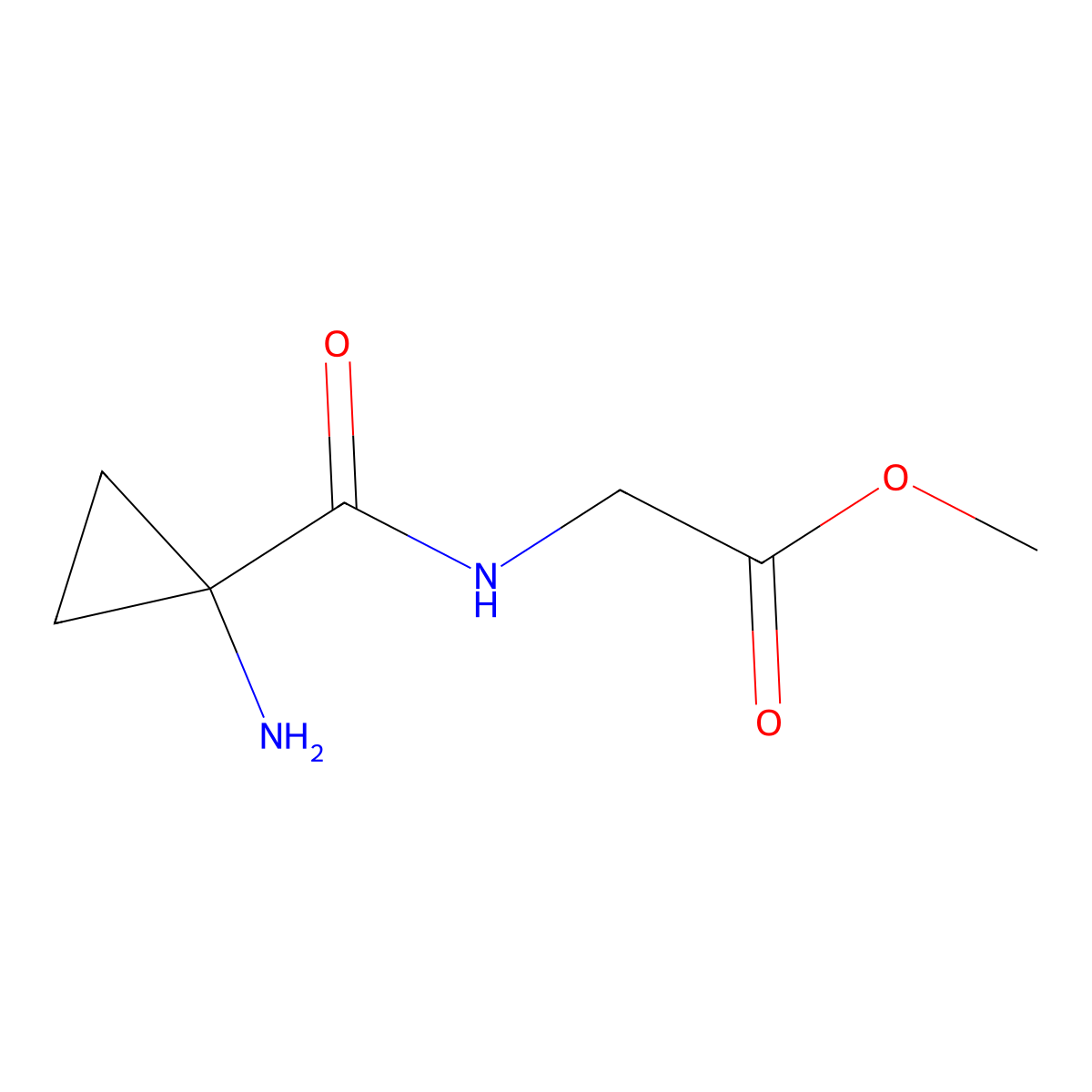 Methyl 2-[(1-aminocyclopropyl)formamido]acetate molecular structure, CAS 1012781-78-0