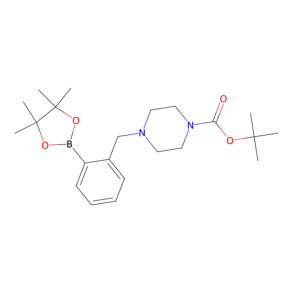 Tert-butyl 4-[[2-(4,4,5,5-tetramethyl-1,3,2-dioxaborolan-2-yl)phenyl]methyl]piperazine-1-carboxylate molecular structure, CAS 1012785-48-6