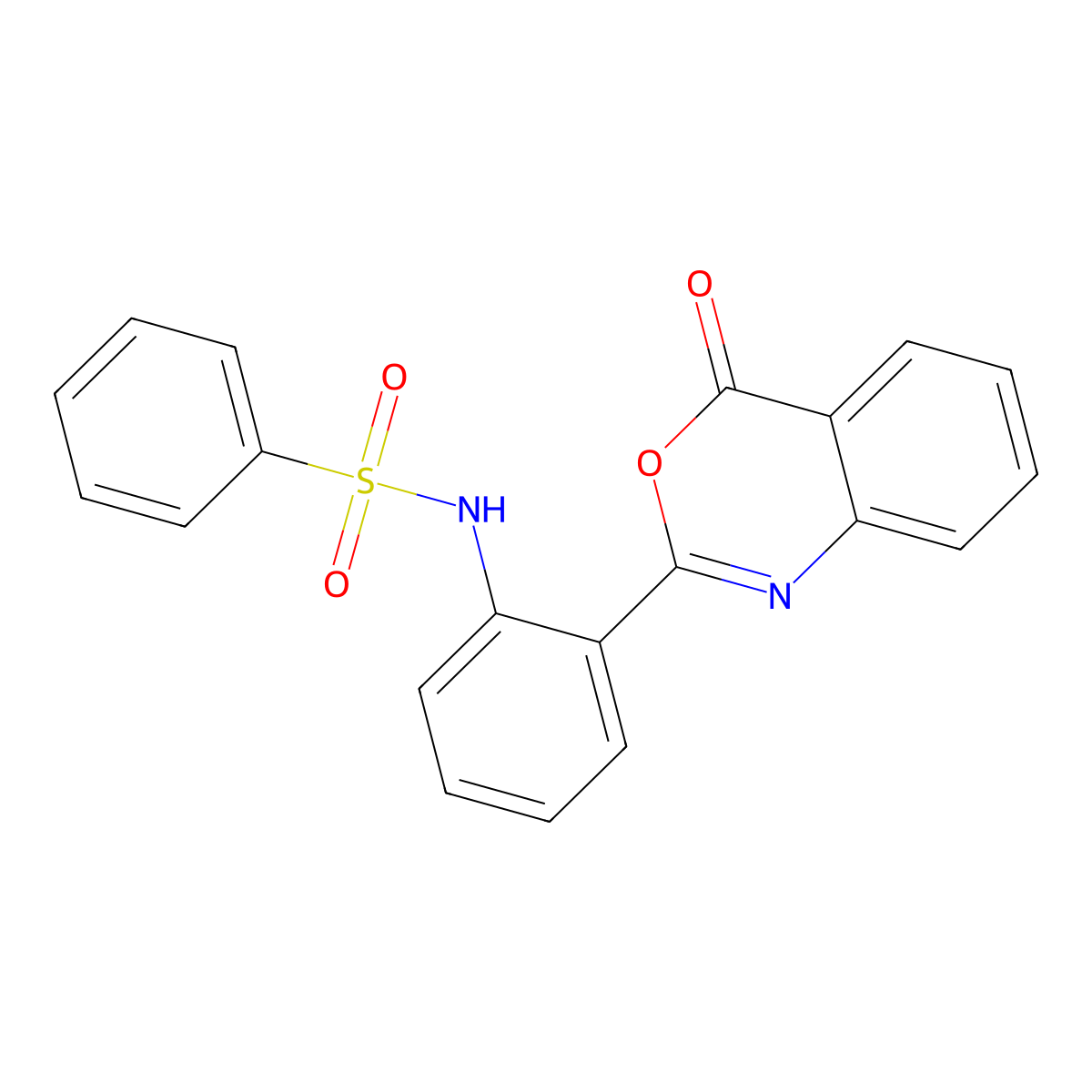 Benzenesulfonamide, N-[2-(4-oxo-4H-3,1-benzoxazin-2-yl)phenyl]- molecular structure, CAS 10128-51-5