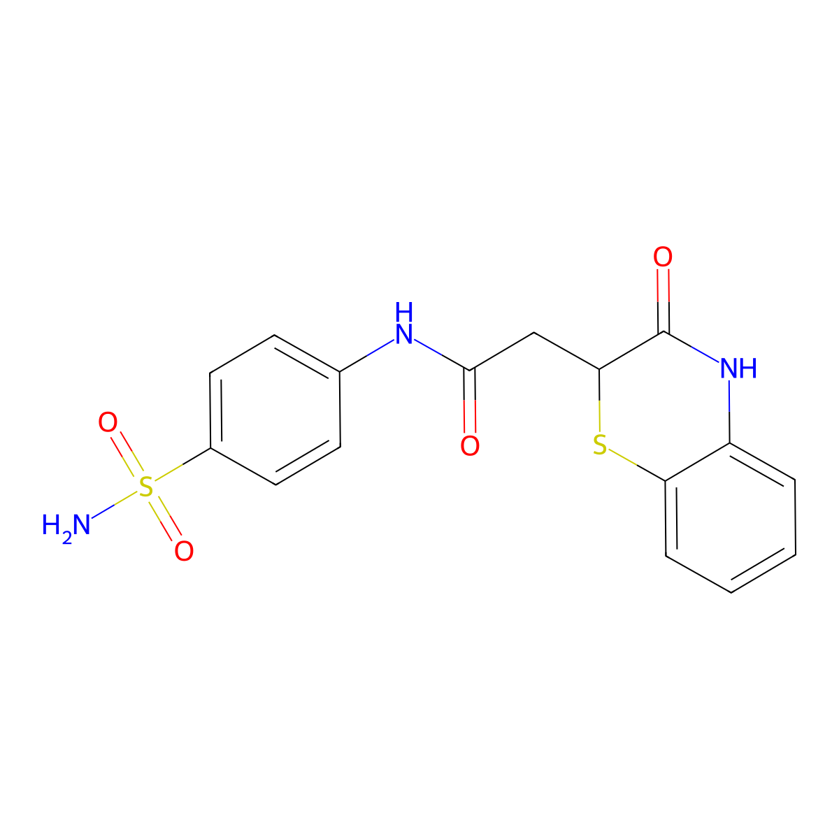 2-(3-oxo-3,4-dihydro-2H-1,4-benzothiazin-2-yl)-N-(4-sulfamoylphenyl)acetamide molecular structure, CAS 101285-42-1