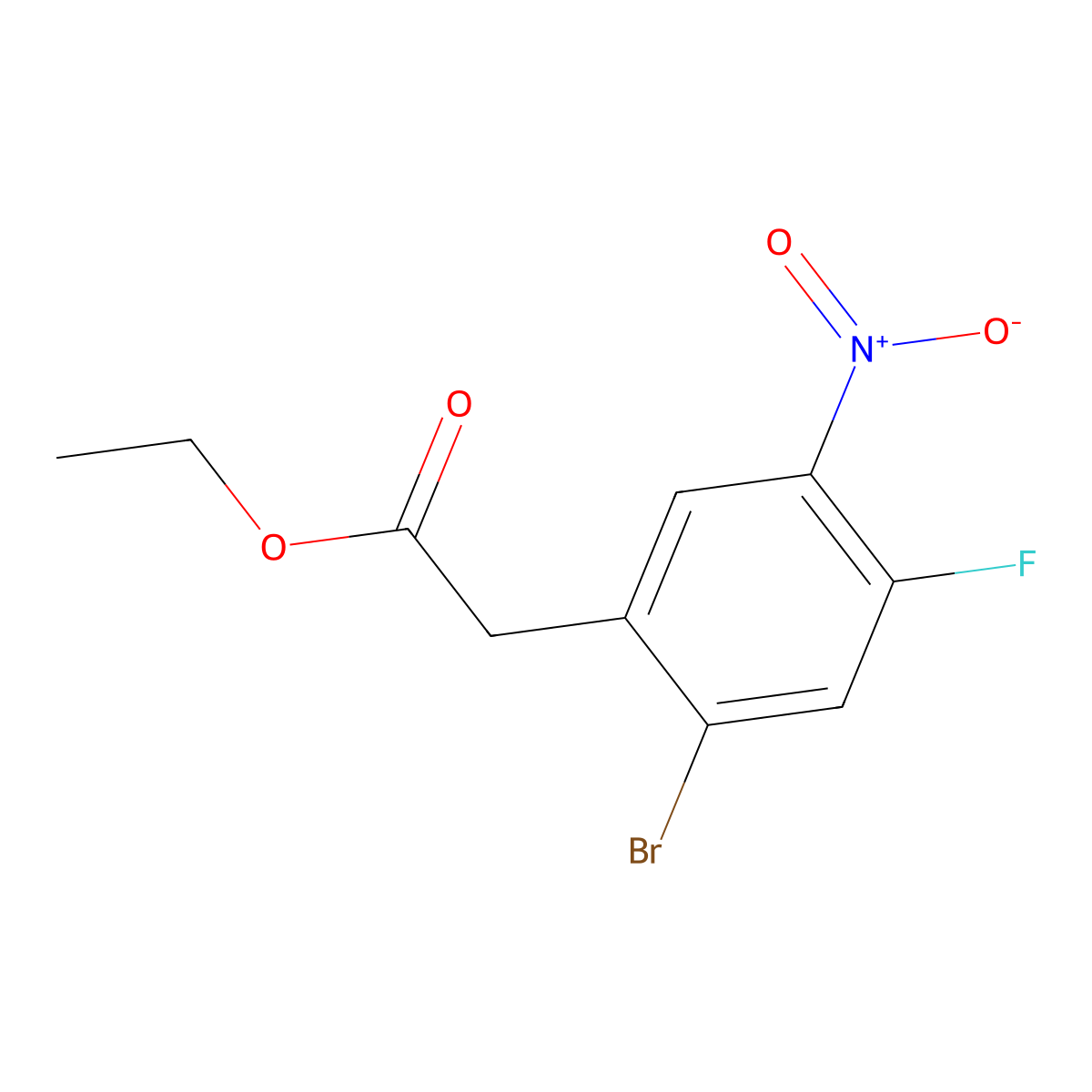 Ethyl 2-(2-bromo-4-fluoro-5-nitrophenyl)acetate molecular structure, CAS 1012879-10-5