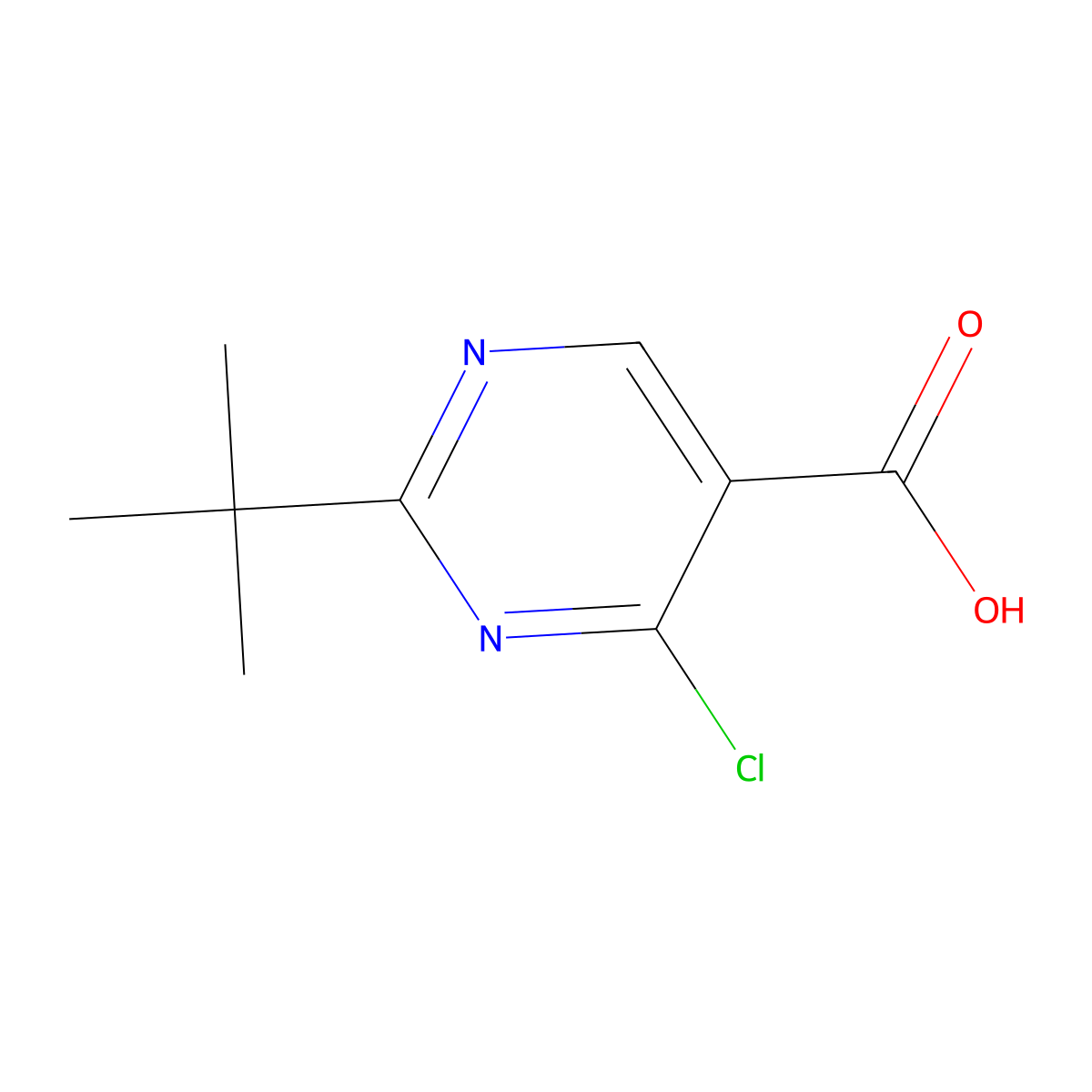 2-Tert-butyl-4-chloropyrimidine-5-carboxylic acid molecular structure, CAS 1012879-97-8