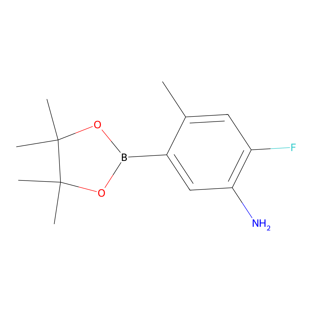 2-Fluoro-4-methyl-5-(4,4,5,5-tetramethyl-1,3,2-dioxaborolan-2-yl)aniline molecular structure, CAS 1012880-11-3