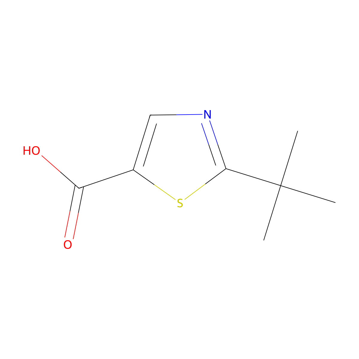 2-(1,1-Dimethylethyl)-5-thiazolecarboxylic acid molecular structure, CAS 1012881-39-8