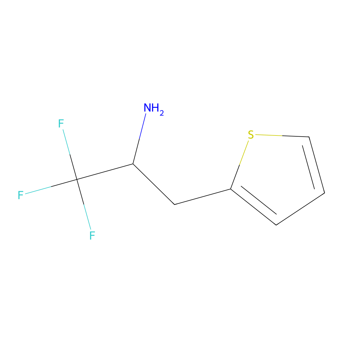 1,1,1-Trifluoro-3-(thiophen-2-yl)propan-2-amine molecular structure, CAS 1012884-80-8