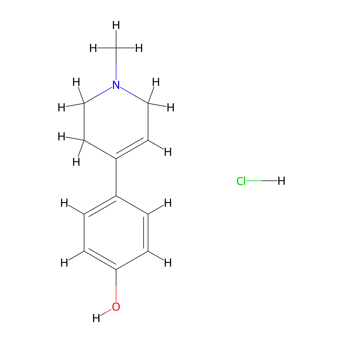4-(1-Methyl-1,2,3,6-tetrahydropyridin-4-YL)phenol hydrochloride molecular structure, CAS 1012886-74-6