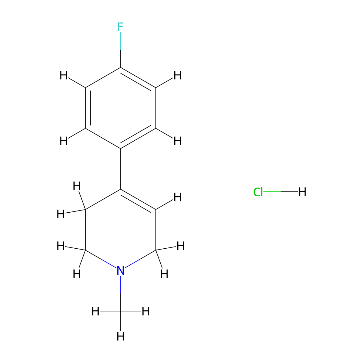 4-(4-Fluorophenyl)-1-methyl-1,2,3,6-tetrahydropyridine Hydrochloride molecular structure, CAS 1012886-75-7