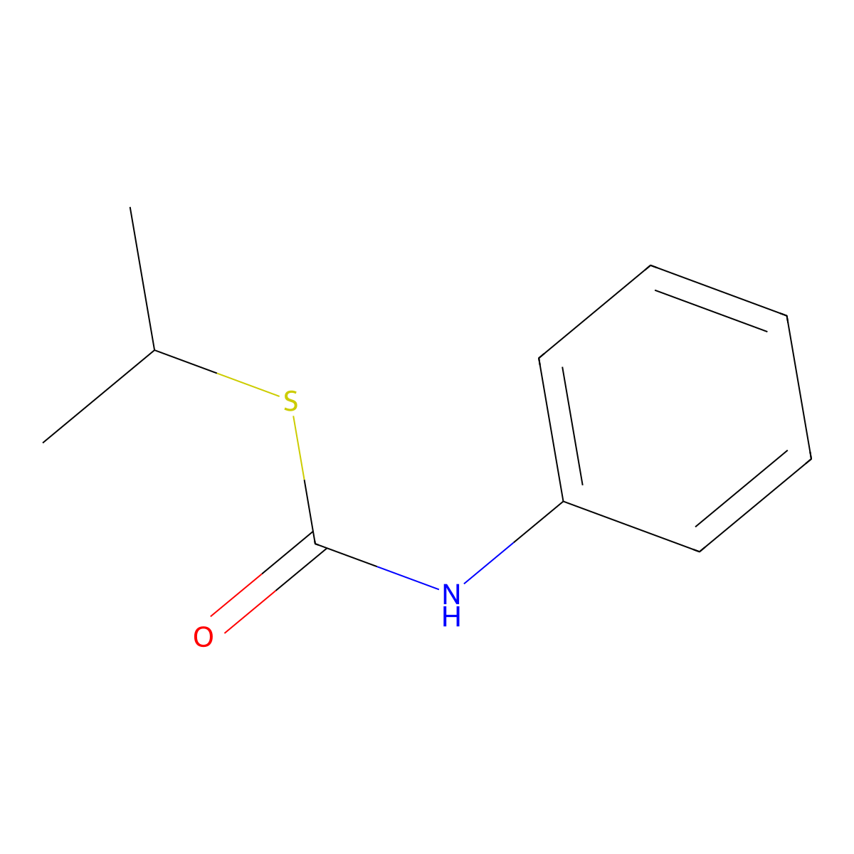 Carbamothioic acid, phenyl-, S-(1-methylethyl) ester molecular structure, CAS 10129-28-9