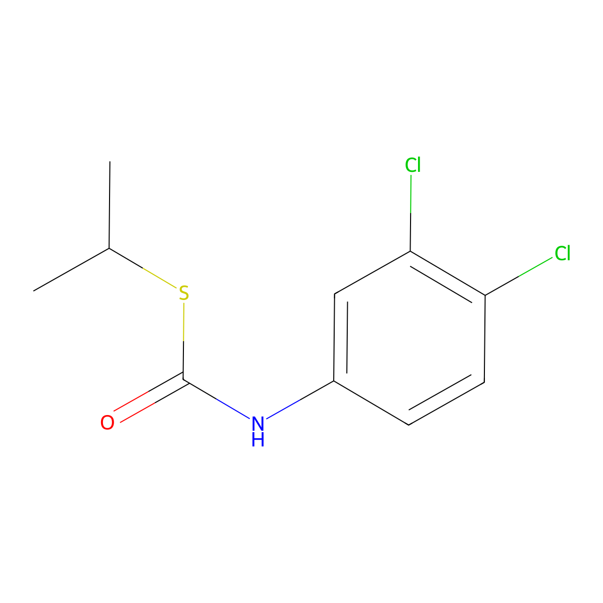 S-Isopropyl N-(3,4-dichlorophenyl)thiolcarbamate molecular structure, CAS 10129-41-6