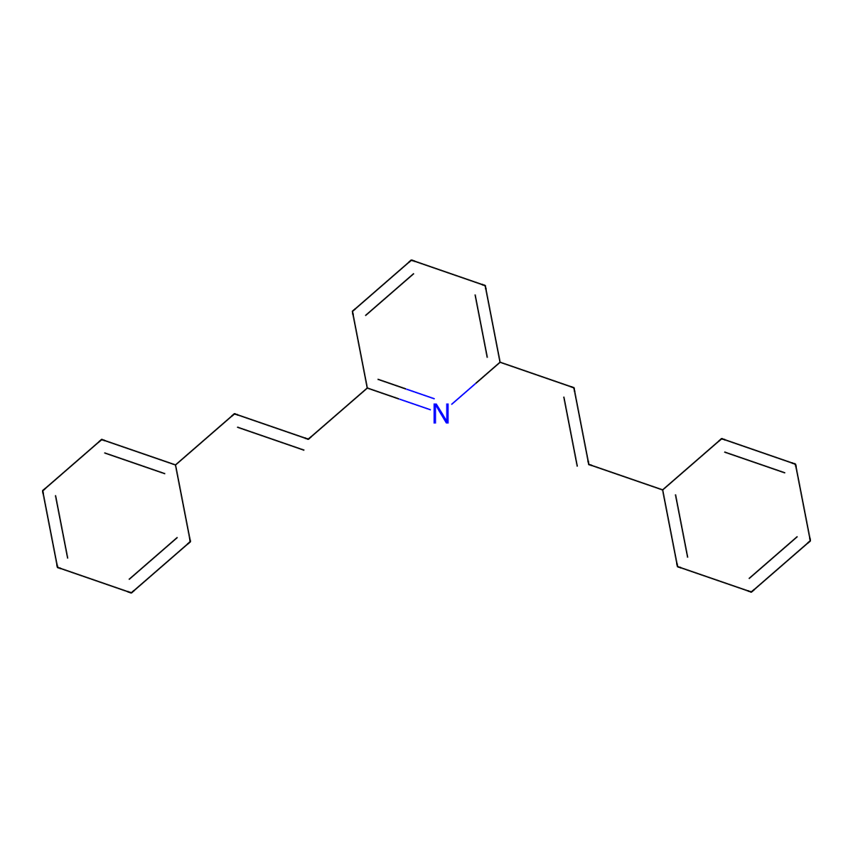 Pyridine, 2,6-bis(2-phenylethenyl)- molecular structure, CAS 10129-71-2