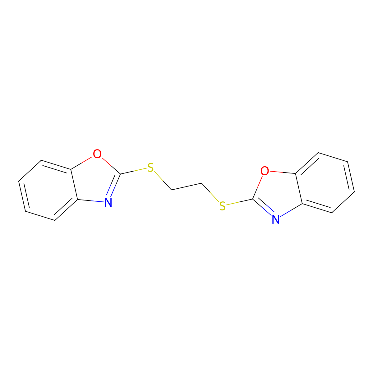 Benzoxazole, 2,2'-[1,2-ethanediylbis(thio)]bis- molecular structure, CAS 101291-22-9