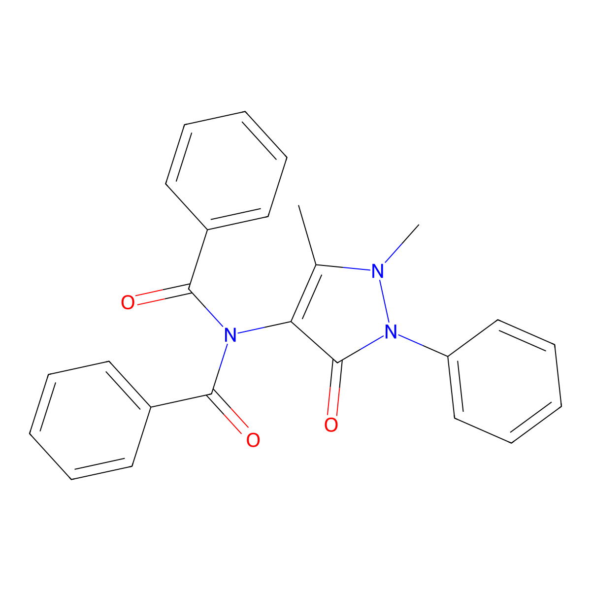 N-benzoyl-N-(1,5-dimethyl-3-oxo-2-phenylpyrazol-4-yl)benzamide molecular structure, CAS 101295-94-7