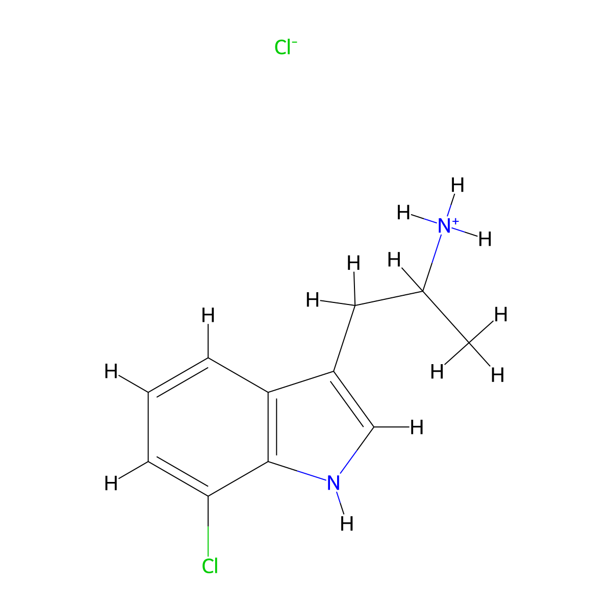 1H-Indole-3-ethanamine, 7-chloro-alpha-methyl-, hydrochloride (1:1) molecular structure, CAS 1013-48-5