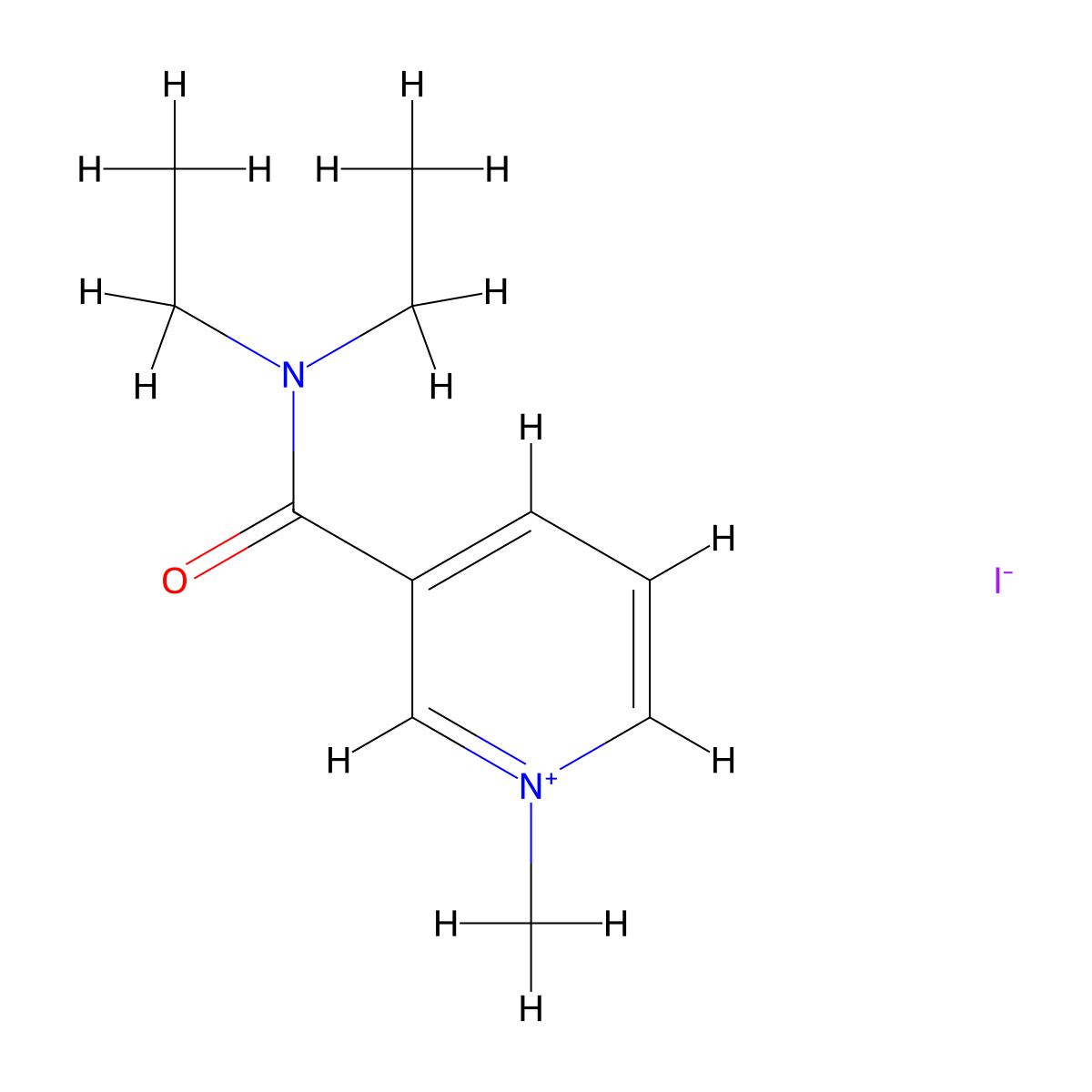 3-(Diethylcarbamoyl)-1-methylpyridin-1-ium iodide molecular structure, CAS 1013-86-1