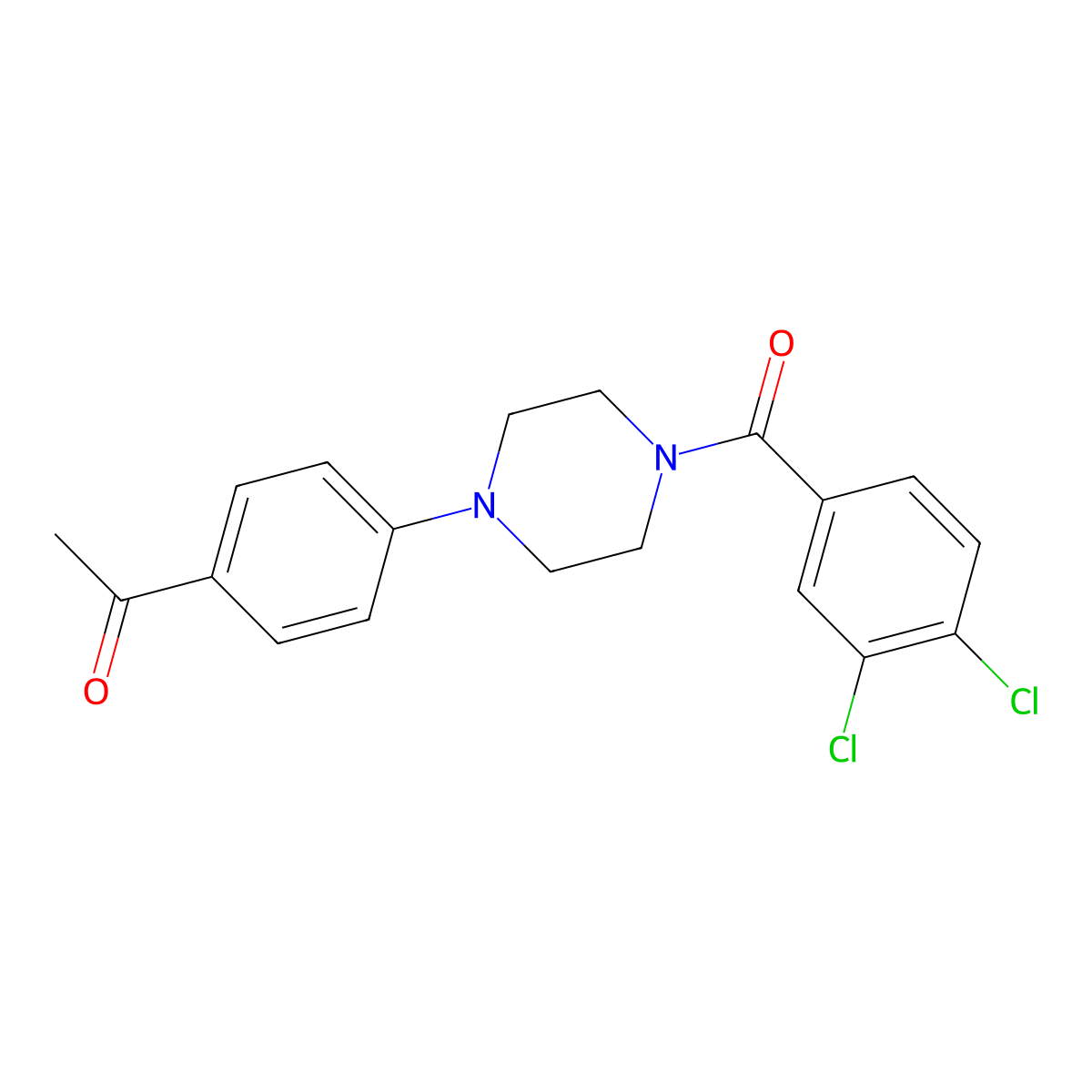 1-[4-[4-(3,4-Dichlorobenzoyl)piperazin-1-yl]phenyl]ethanone molecular structure, CAS 1013002-44-2