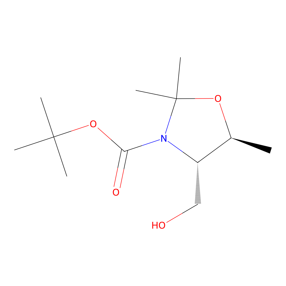 rac-tert-butyl (4R,5R)-4-(hydroxymethyl)-2,2,5-trimethyl-1,3-oxazolidine-3-carboxylate molecular structure, CAS 1013028-27-7
